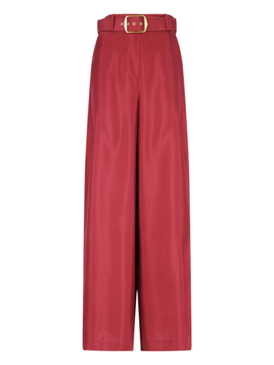 Shop Zimmermann Belt Detail Pants In Red