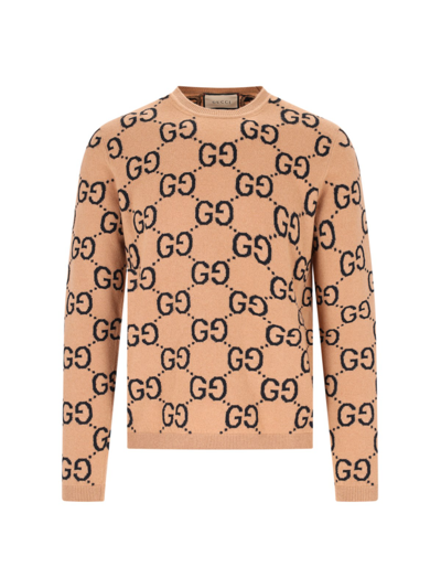 Gucci Gg Wool Jacquard Jumper In Marrone | ModeSens