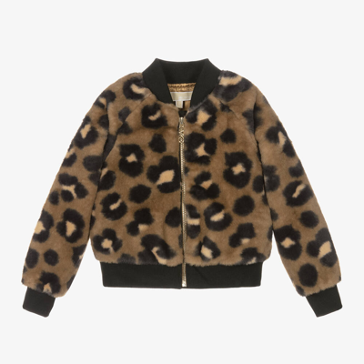 Shop Michael Kors Girls Brown Leopard Print Jacket