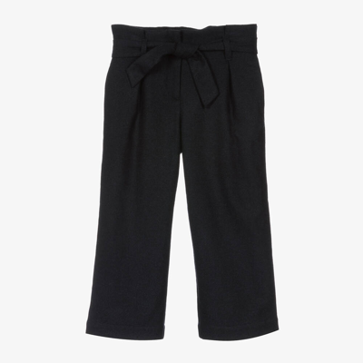 Shop Bonpoint Girls Navy Blue Wool Tie-front Trousers