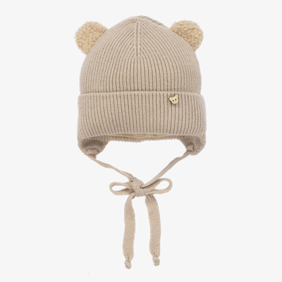 Shop Jamiks Beige Ribbed Teddy Bear Ears Baby Hat