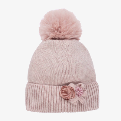 Shop Jamiks Girls Pink Flower Pom-pom Hat