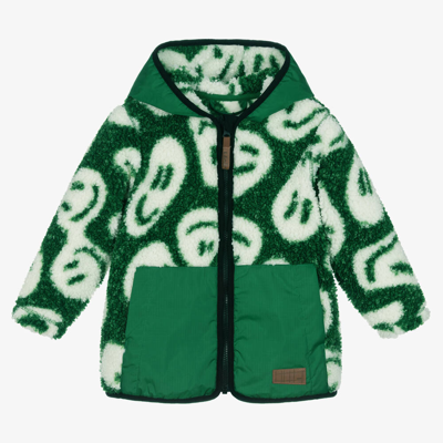Shop Molo Boys Green Smile Fleece Jacket
