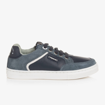 Mayoral Kids' Boys Blue Leather & Suede Trainers | ModeSens