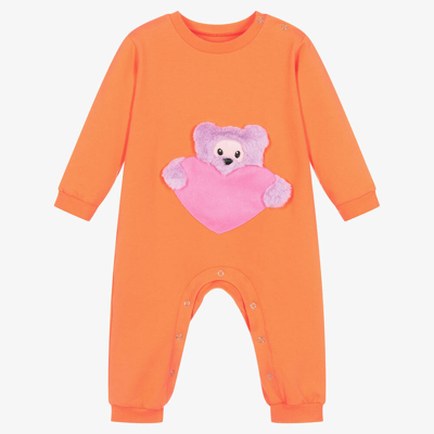 Shop Wauw Capow By Bangbang Baby Girls Orange Heart Bear Romper
