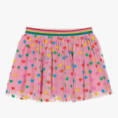 Shop Stella Mccartney Kids Girls Pink Tulle Heart Print Skirt