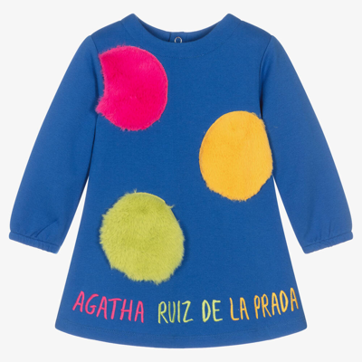 Agatha Ruiz De La Prada Kids' Girls Blue Jersey Dress & Tights Set