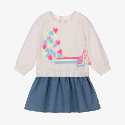Shop Billieblush Girls Pink Knit & Denim Snail Dress