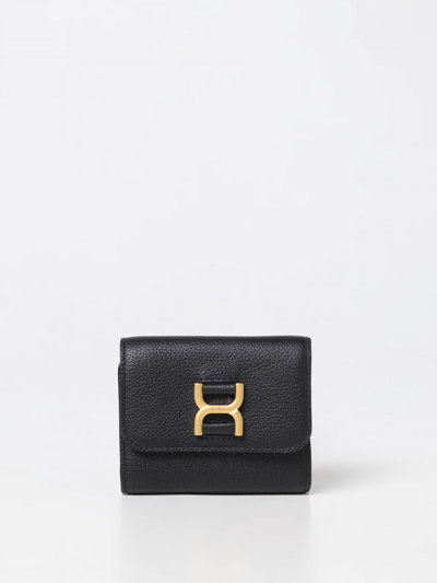 Shop Chloé Marcie Wallet In Grained Leather In Black