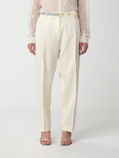 Fabiana Filippi Casual Pants With Waist And Loop Straps In White