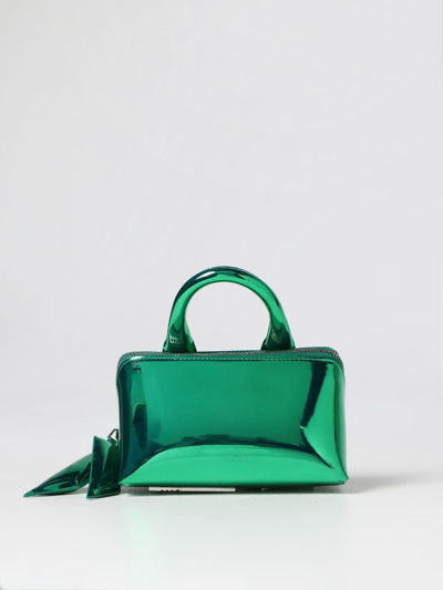 Shop Attico Bag In Metallic Synthetic Leather In Emerald