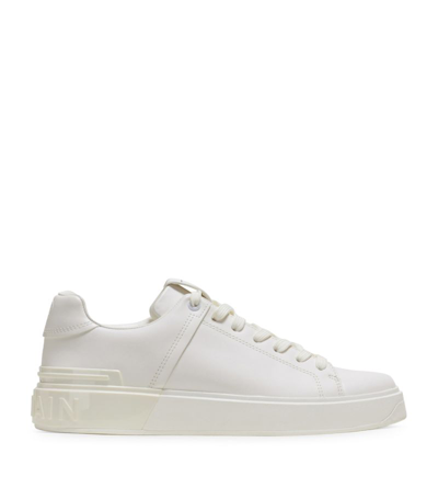 Shop Balmain Leather B-court Sneakers In White