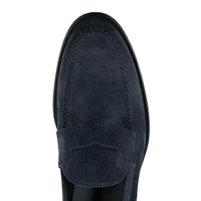 Shop Tod's Loafers In Suede In Blue