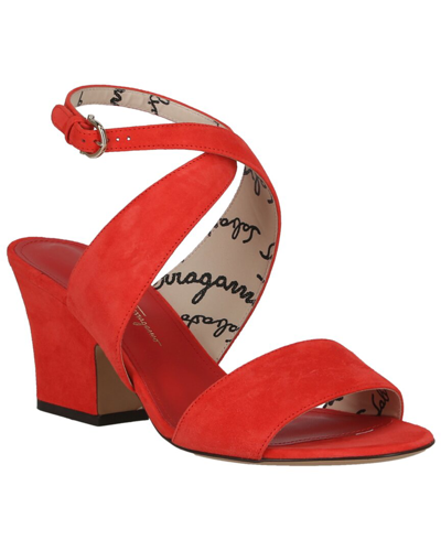 Shop Ferragamo Sheena Suede Sandal In Red