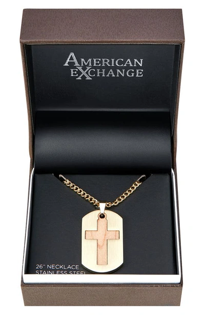 Shop American Exchange Cross Dog Tag Pendant Necklace In Gold