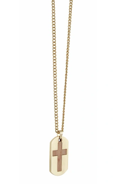 Shop American Exchange Cross Dog Tag Pendant Necklace In Gold