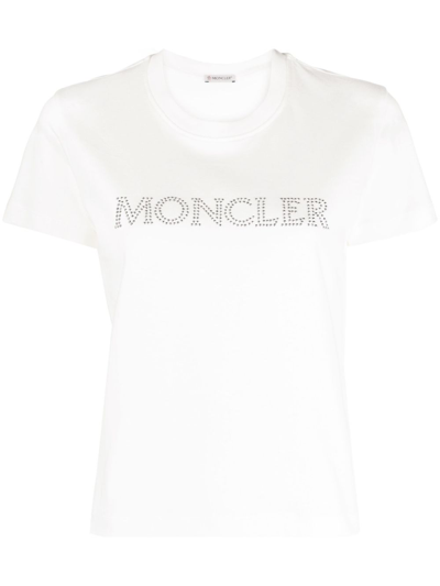 Shop Moncler Logo Cotton T-shirt In White