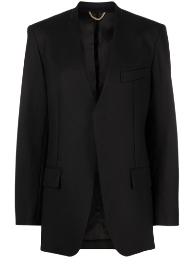 Shop Victoria Beckham Wool Blend Single Breasted Jacket In Black