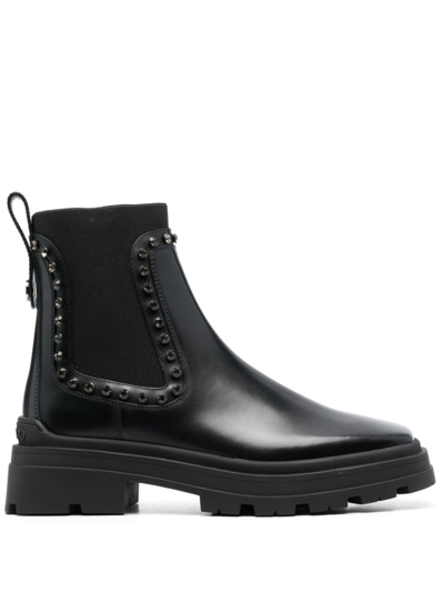 Shop Jimmy Choo Black Veronique Crystal-embellished Leather Boots