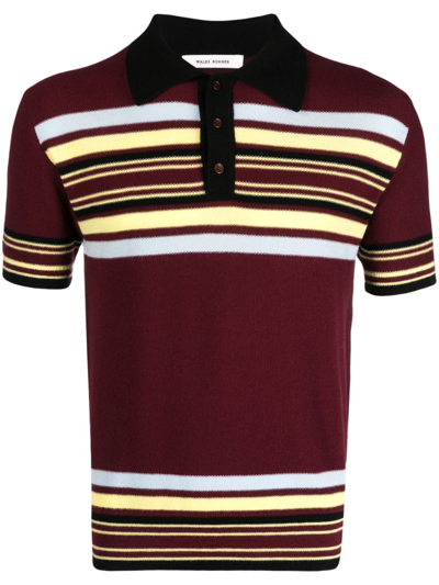 Shop Wales Bonner Brown Wander Stripe-pattern Wool Polo Shirt In Red