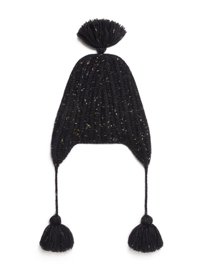 Shop Alanui The Astral Speckle-knit Pompom Beanie In Blue Gold