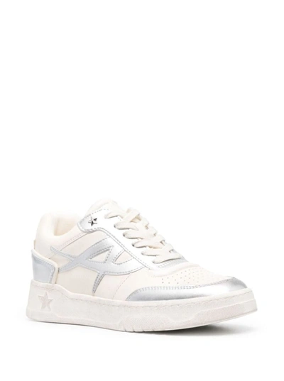 Shop Ash 'blake' White Low Top Sneakers With Metallic Details In Leather Woman