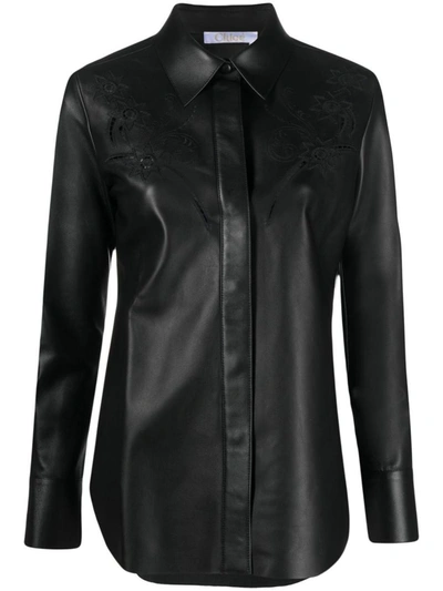 Shop Chloé Leather Shirt In Black