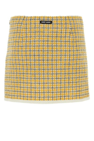 Miu Miu Bouclè Miniskirt In Multicoloured