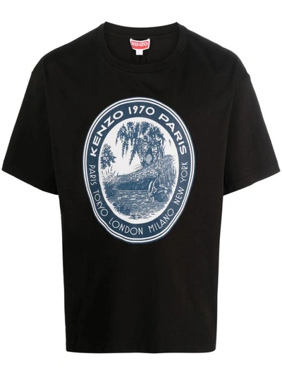 Shop Kenzo T-shirt With Graphic Print In Black
