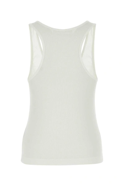 Palm Angels Logo-embroidered Ribbed Tank Top In White