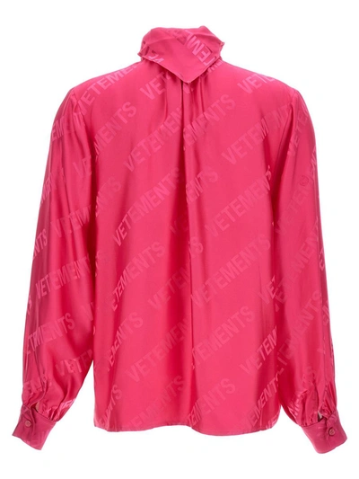 Shop Vetements 'monogram' Blouse In Fuchsia