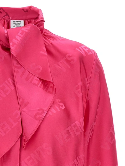 Shop Vetements 'monogram' Blouse In Fuchsia