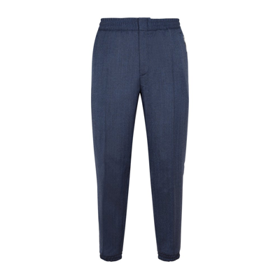 Shop Berluti Zip Detailed High Waist Pants In Blue