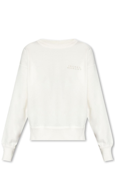 Shop Isabel Marant Logo Embroidered Crewneck Sweatshirt In White