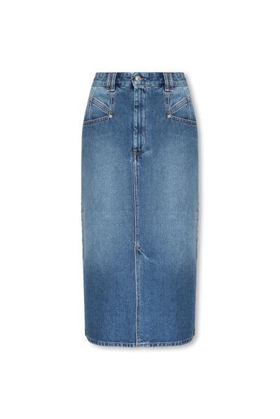 Shop Isabel Marant Dipoma Midi Denim Skirt In Blue