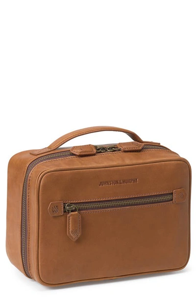 Shop Johnston & Murphy Rhodes Leather Dopp Kit In Tan Full Grain