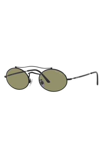 Shop Armani Exchange 51mm Oval Sunglasses In Matte Black
