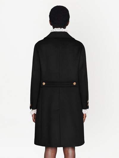 Gucci Double G Embroidered Button-front Coat In Black