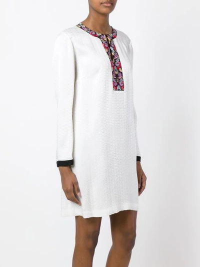 Shop Etro Embroidered Neck Dress In White