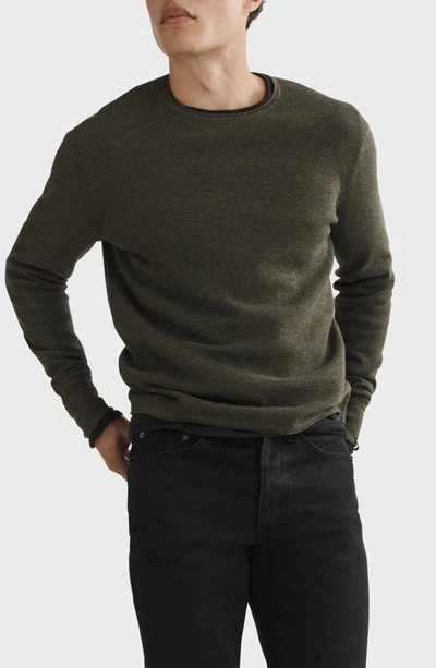 Shop Rag & Bone Martin Wool Blend Crewneck Sweater In Olive
