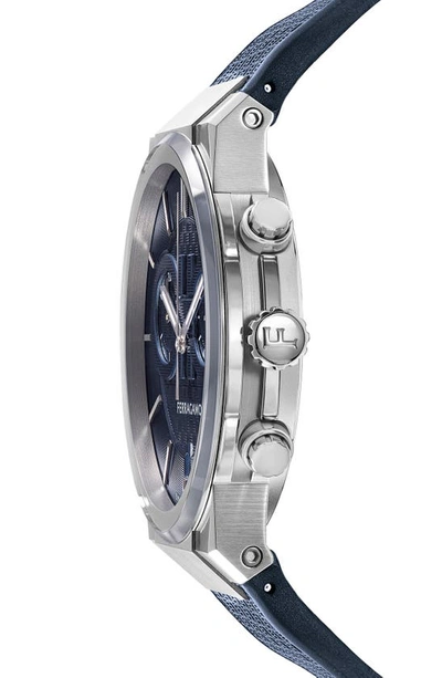 Shop Ferragamo Sapphire Chronograph Silicone Strap Watch, 41mm In Stainless Steel