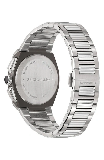 Shop Ferragamo Supreme Chronograph Bracelet Watch, 43mm In Stainless Steel