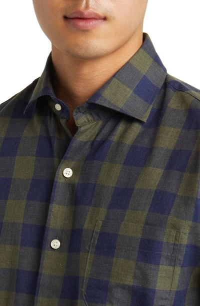 Shop Peter Millar Thorp Check Soft Cotton Button-up Shirt In Juniper