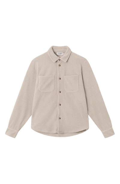 Shop Les Deux Jacob Pile Hybrid Fleece Recycled Polyester Button-up Shirt In Light Sand