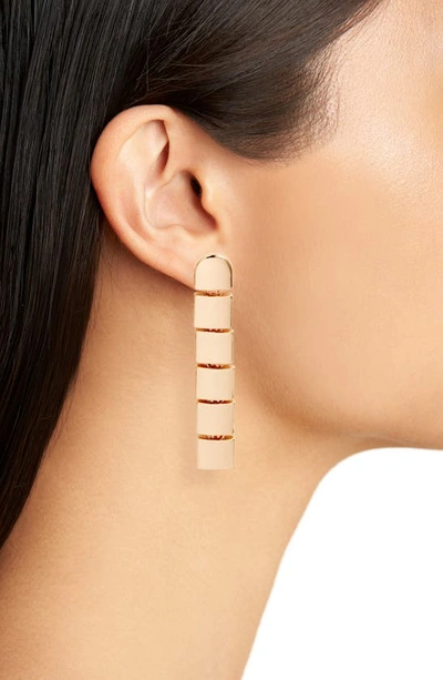 Shop Open Edit Square Link Linear Drop Earrings In Gold