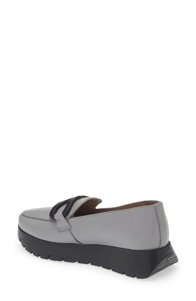 Wonders Lug Loafer In Grey Tumbled Leather