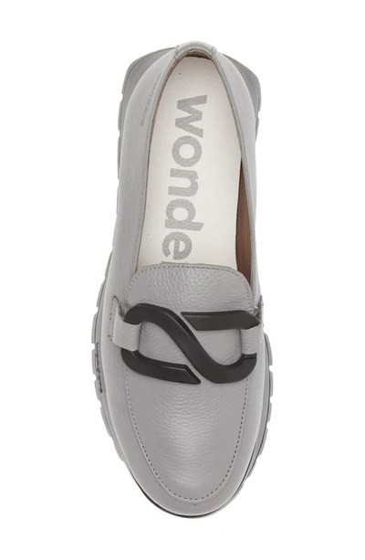 Wonders Lug Loafer In Grey Tumbled Leather