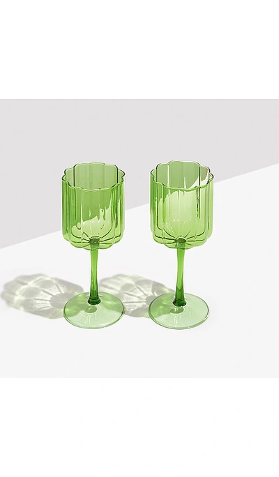 Shop Fazeek Wave Wine Glasses Set Of 2 In Green