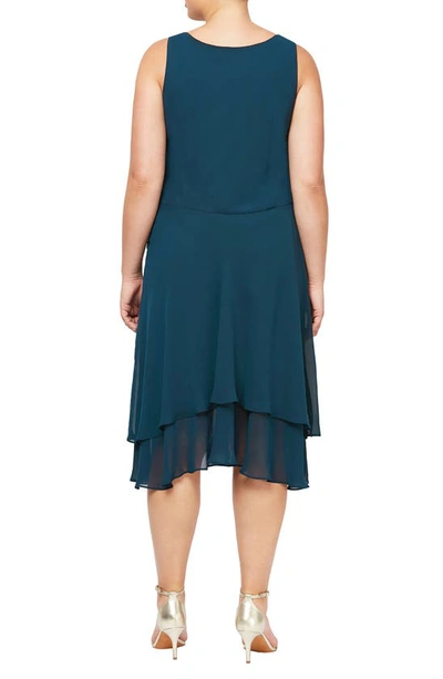 Slny Sequin Beaded Jacket & Dress In Mid Teal
