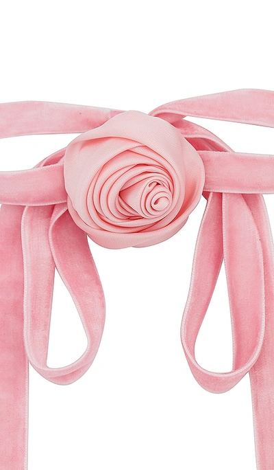 Shop Lele Sadoughi Silk Rosette Ribbon Choker In Dusty Rose